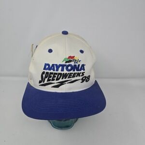 NWT Vintage Daytona Speedweek Hat  Snapback White NASCAR Racing 1998 (Stained)